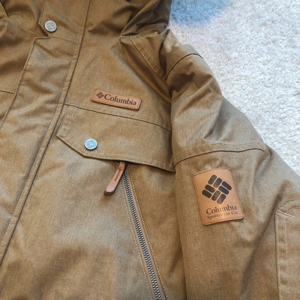 Columbia Mens Barlow Pass Turbodown II Jacket Brown Coat Size Small Waterproof